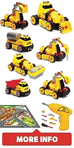 7 Construction Trucks with a Playmat, Screwdriver, and Road Signs