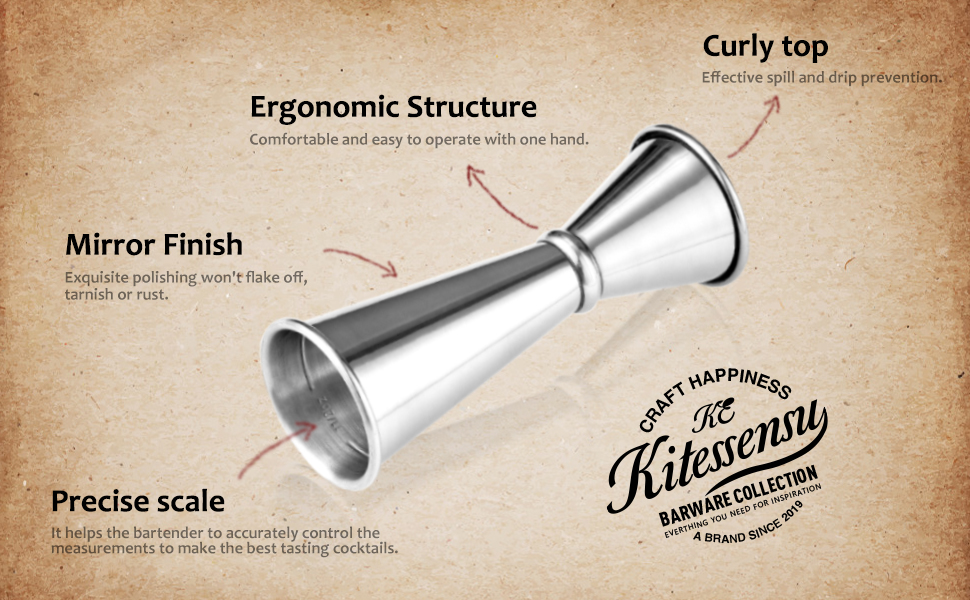 KITESSENSU Jigger for Bartending, Japanese Jigger 2 oz 1 oz with