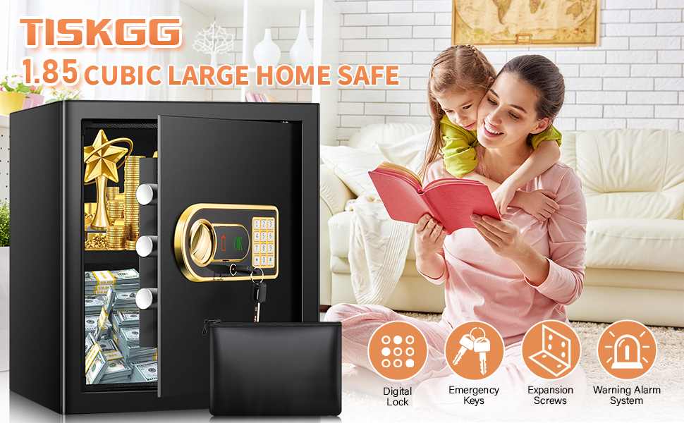 1.85 Cubic Fireproof Safe with Digital Keypad Key, AntiTheft Safes