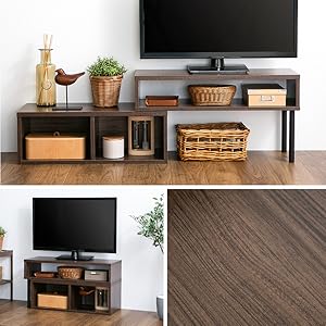 ローボード 棚 75〜133cm伸縮 角度調整 ブラウン 送料無料】Cielo シエロ 幅75 幅133 テレビ台 TV台 ローボード