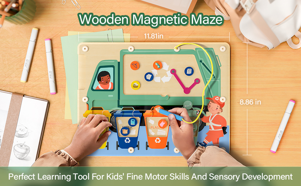 TOP BRIGHT Wooden Wand Maze Board for 3 4 5 Years