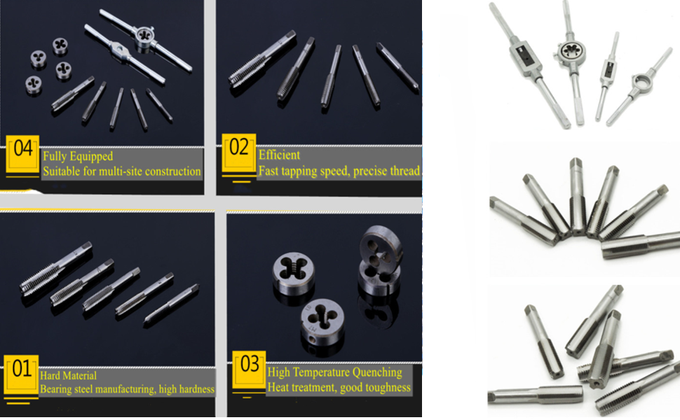 Die and Tap Set,110 pcs Metric Taps Dies Screw Nut Thread Taps Dies