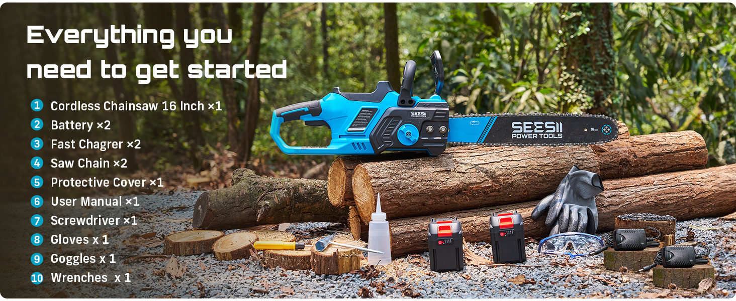 battery chainsaw with battery and charger