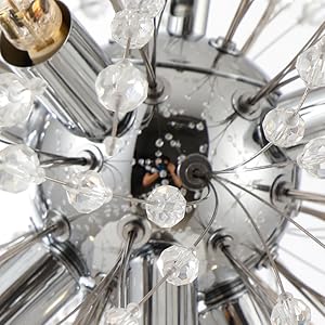 Lamparko Modern Gold Chandelier, Small Sputnik Beaded