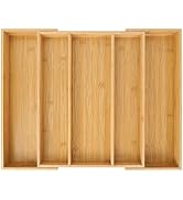 Utoplike Bamboo Expandable Kitchen Drawer Organizer, Adjustable Utensil Holder and Cutlery Tray O...