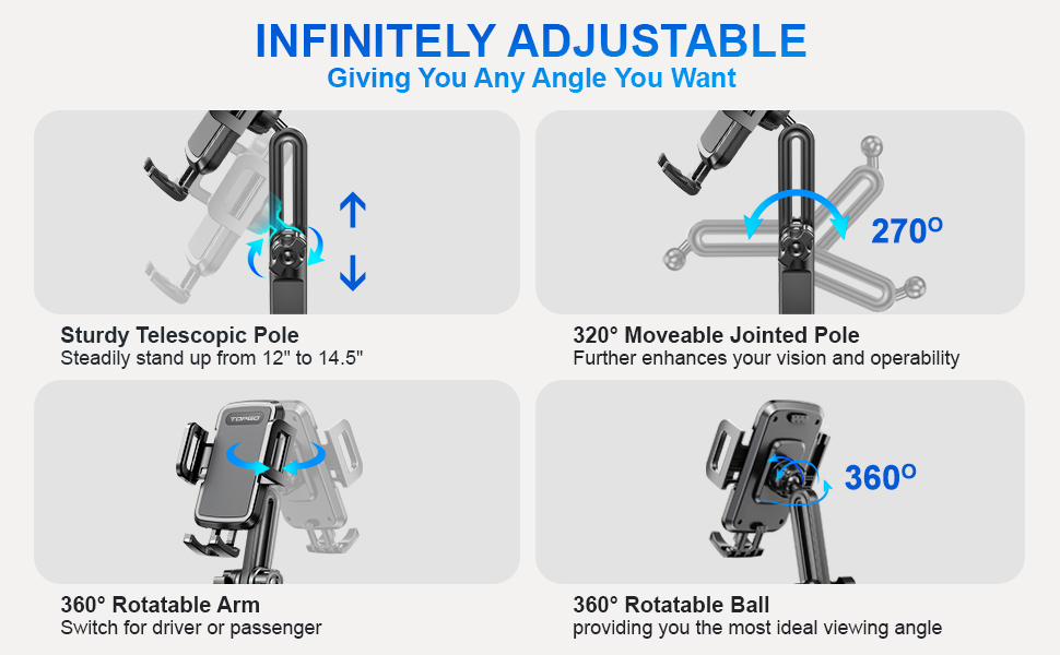 Cup Holder Phone Mount, TOPGO [No Shaking & Height