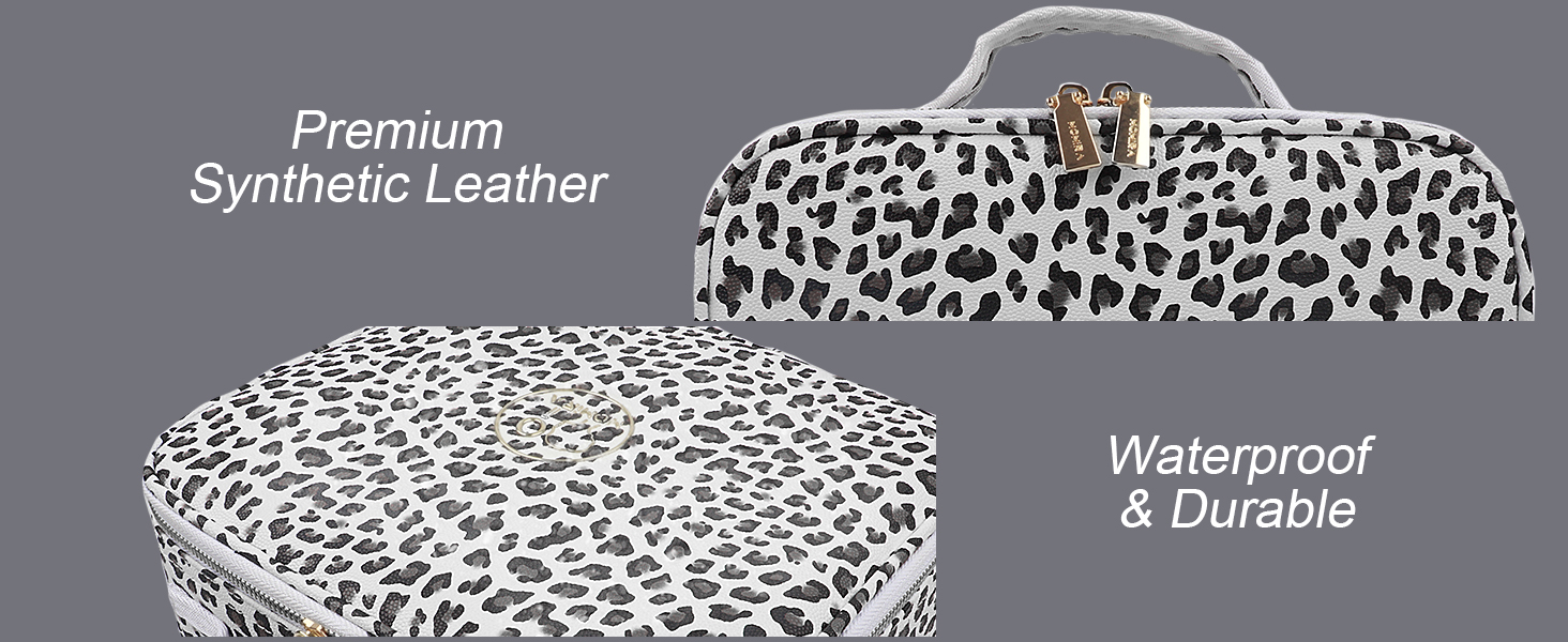waterproof cosmetic bag organizer cosmetic train case with rechargeable travel makeup mirror