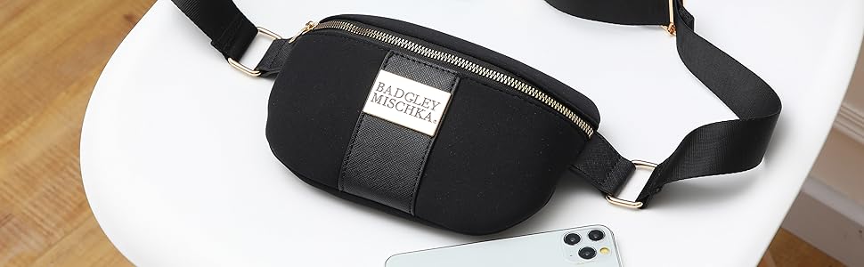 Badgley Mischka Sage Belt Bag Size Comparison by iPhone