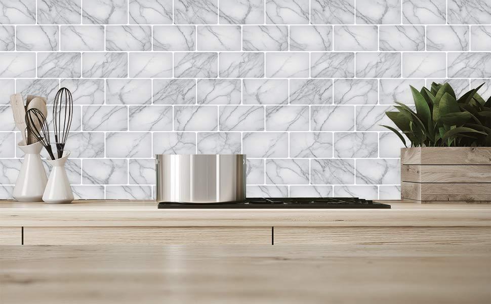 Art3d 10Sheet Peel and Stick Backsplash, 12 in. x 12 in. Subway 3D