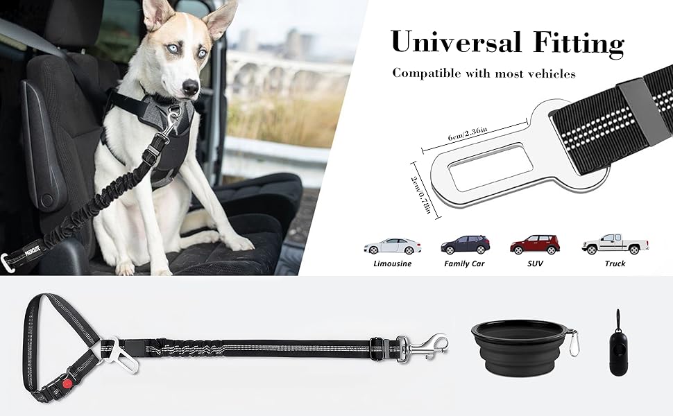 This pet car harness is compatible with most car models