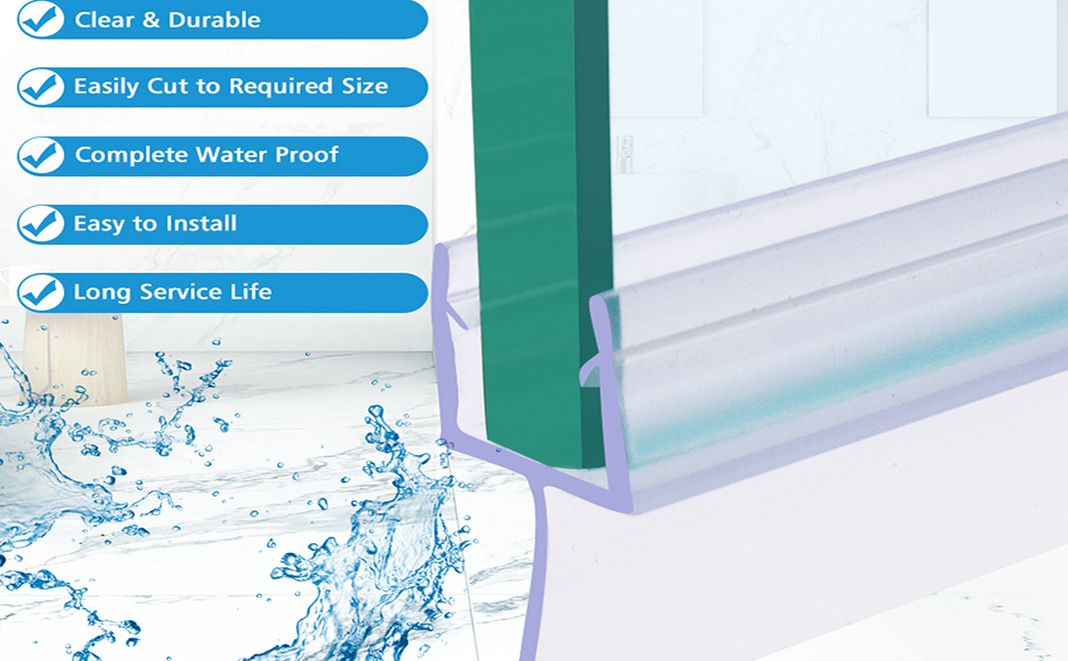 Qiveno Shower Door Bottom Seal, Frameless Glass Shower Door Seal Strip