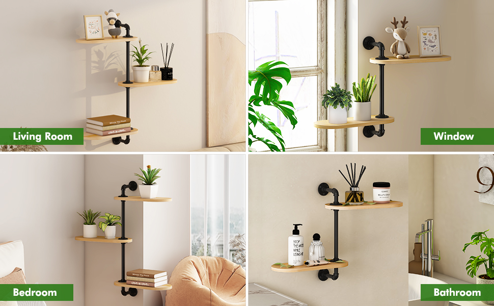 Window Rotating Plant Shelf 2Tier Wooden Indoor Plant