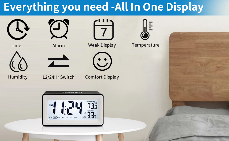 KANBIT Small Digital Alarm Clock Battery Operated,Large