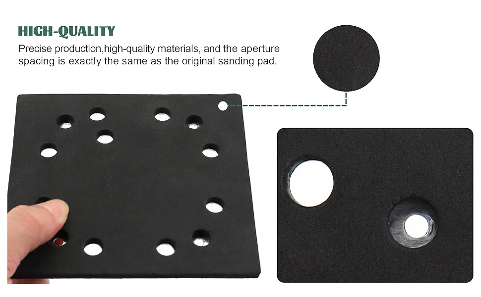 1/4 Sheet Sander Pad 8 Hole Stick on Square Sanding Pad & Abrasives