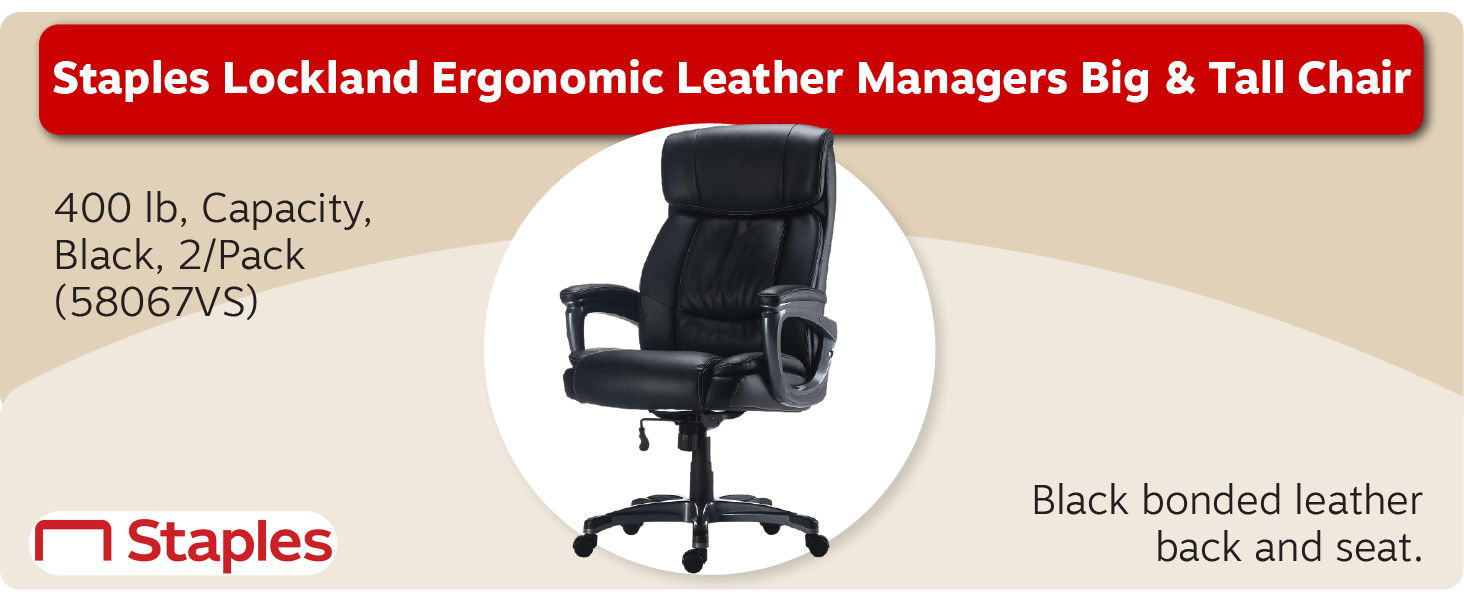 STAPLES Lockland Ergonomic Leather Managers Big & Tall