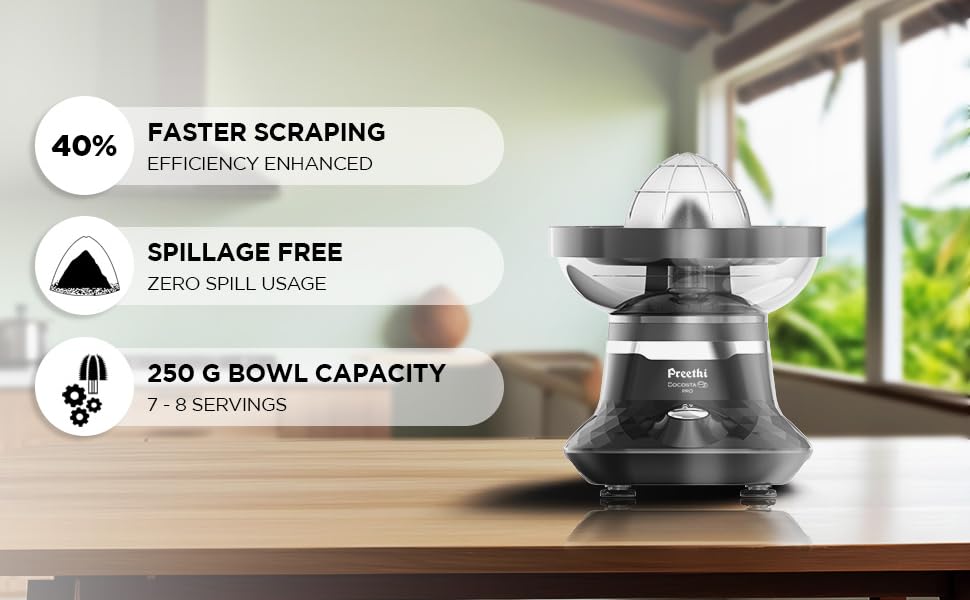 coconut scraping, grating, coconut scraper, juicer, cocosta