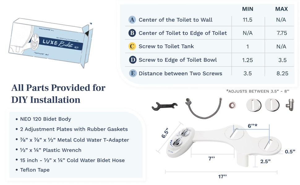 LUXE Bidet Neo 120 Self Cleaning Nozzle Fresh Water NonElectric