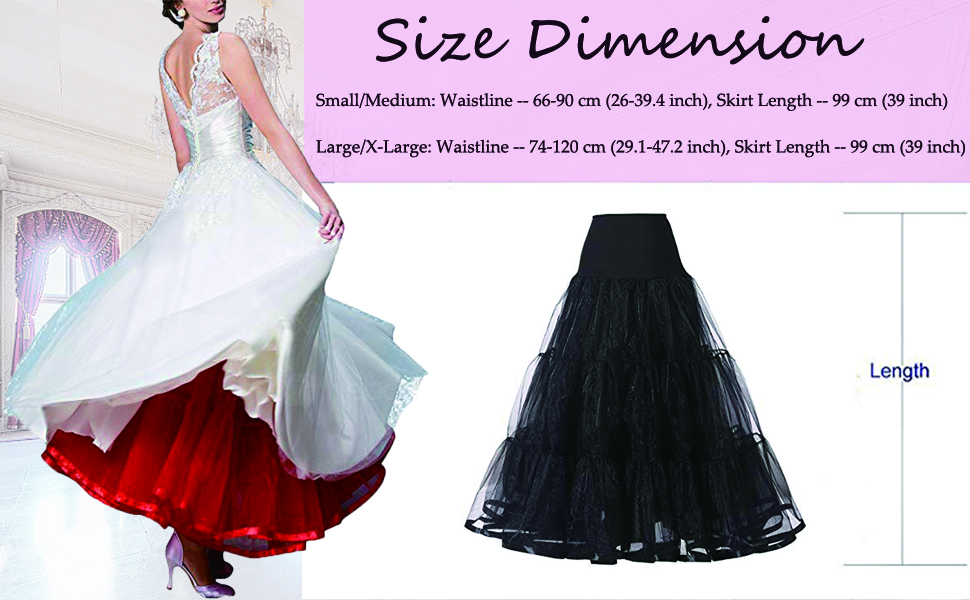 Verve Jelly Women's Petticoats Long Petticoat Wedding Evening Gowns Ankle Length Underskirt Crinoline for Prom Evening Wedding Dress 15 Women's Ankle Length Petticoat Crinoline Underskirt for Long Dress