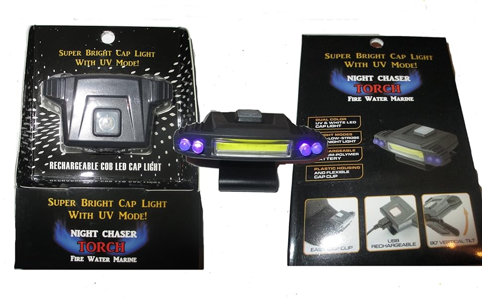 Fire Water Marine Night Chaser Torch Cap Light with UV Mode