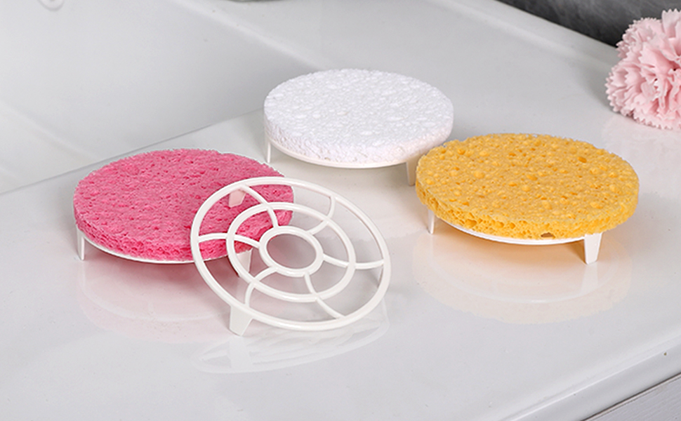 KAZLIE Compressed Facial Sponges with Drying Stand, LargeSized Facial Sponges for