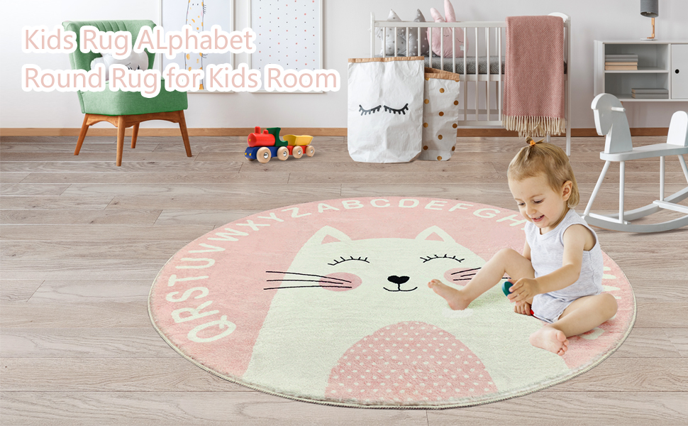 SHIYUE ABC Round Carpet Kids Children Educational Learning