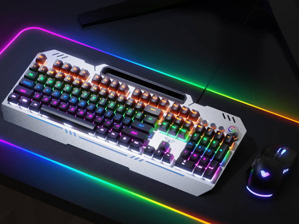 full size cool rgb rainbow backlit mechanical keyboard gaming keyboard light up keyboard