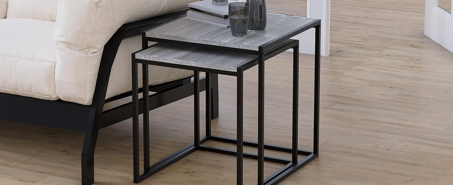 Vida Designs Brooklyn Nest of Tables 2 Piece Set Coffee Side End Tables