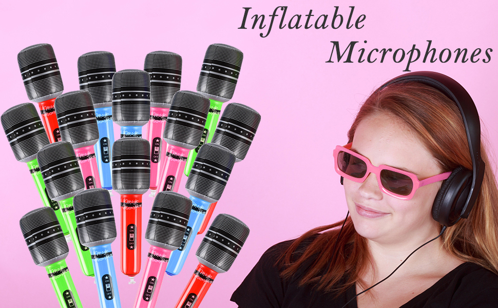 JOLLYSTYLE 24PCS Inflatable Microphones for 80s 90s Party