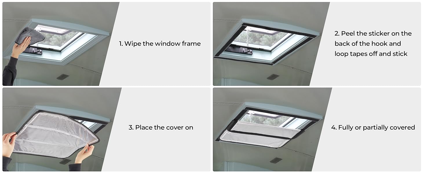 BougeRV RV Skylight Vent Cover, Foldable BothSided