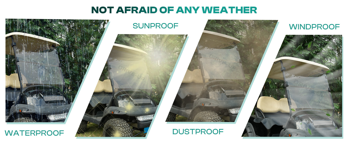 Drive-up Golf Cart Windshields are not afraid of any weather