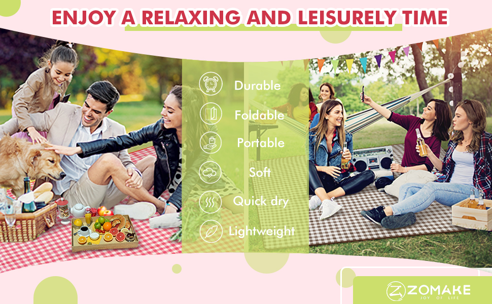 ZOMAKE Waterproof Picnic Blanket 80''x60'' Extra Large Picnic Mat for