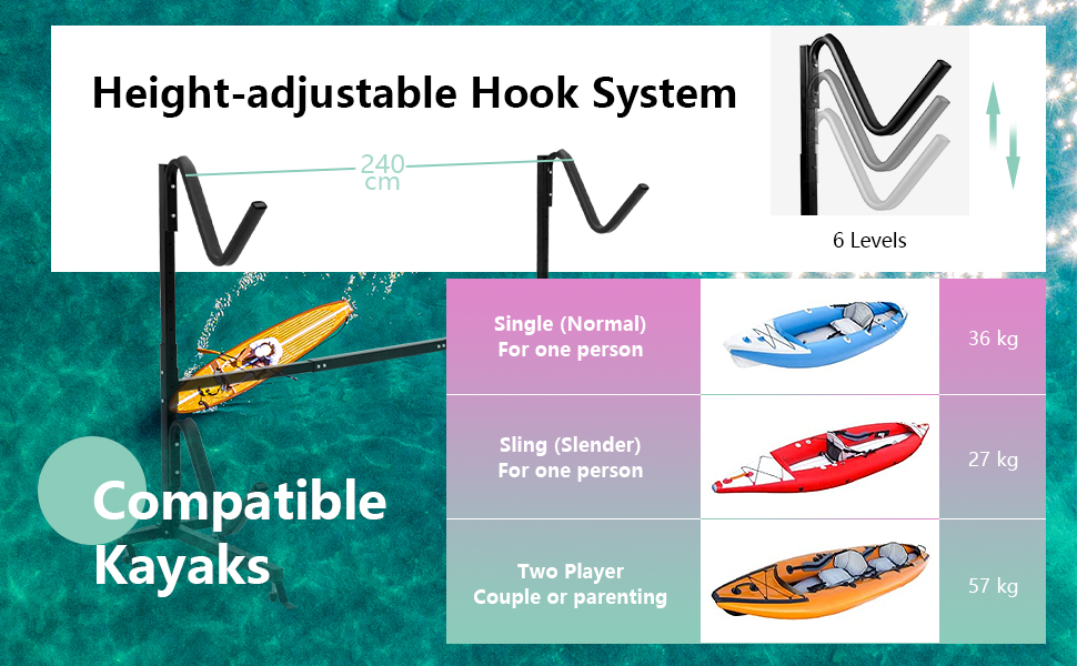 Costway Freestanding Kayak Rack, Heavy Duty Dual Storage Rack, Carrier Stand for Kayaks