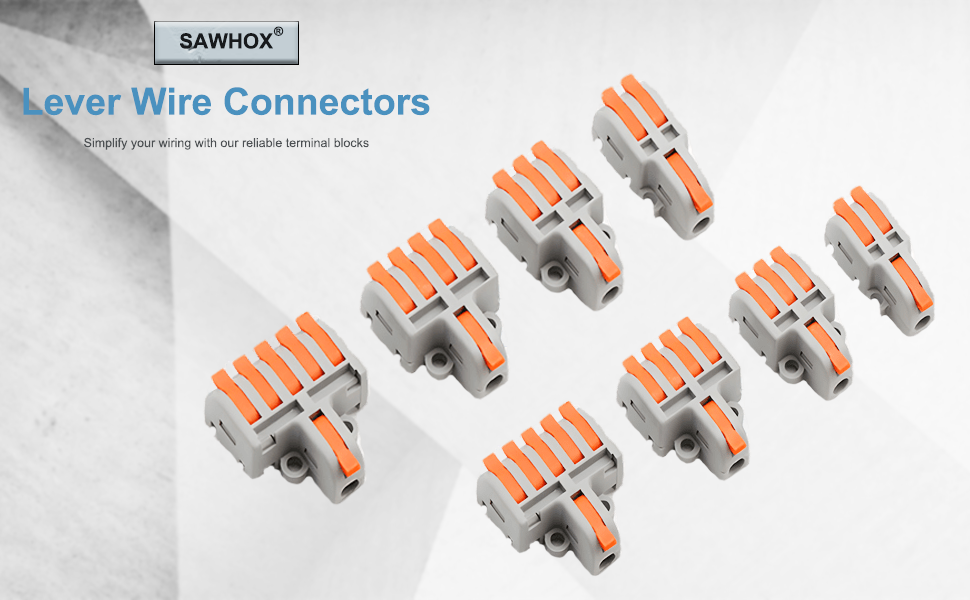 SAWHOX Lever Wire Connectors Pushin Terminal Blocks for Quick Wire Connections, Multipurpose
