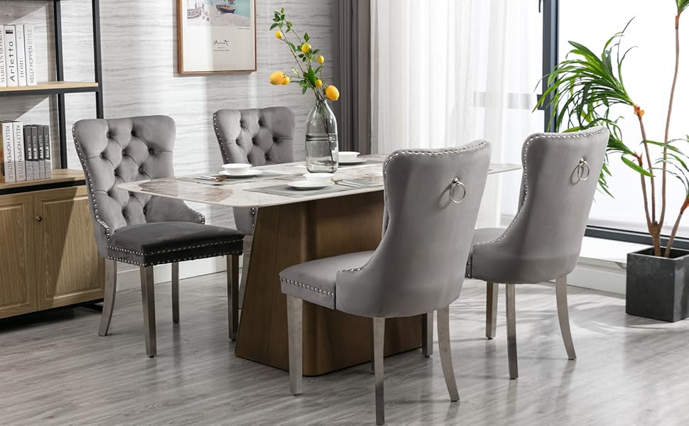 LZ LEISURE ZONE Velvet Dining Chairs Set of 2, Upholstered