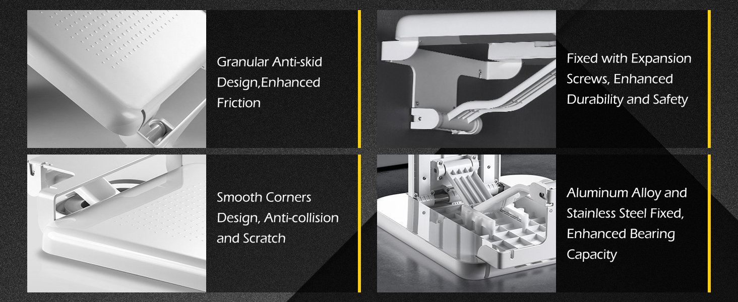 DynaLiving Folding Shower Seat Wall Mounted 485 lbs Load