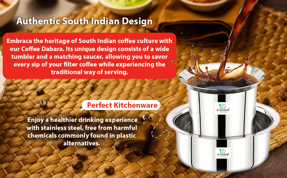 Buy MYNAKSHA Stainless Steel Dabara South Indian Filter Coffee Set