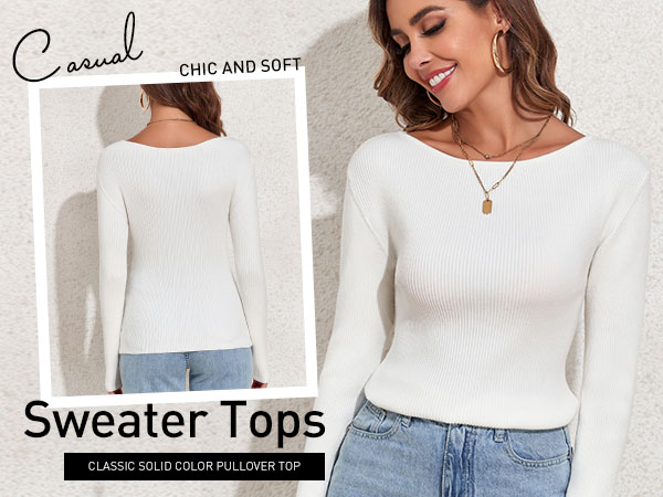 PrettyGuide Women's Long Sleeve Boat Neck Sweater for Winter