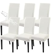 SearchI Waterproof PU Leather Dining Chair Covers Set of 6, Stretch Oilproof Parsons Chair Slipco...