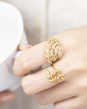 gold zircon branch ring