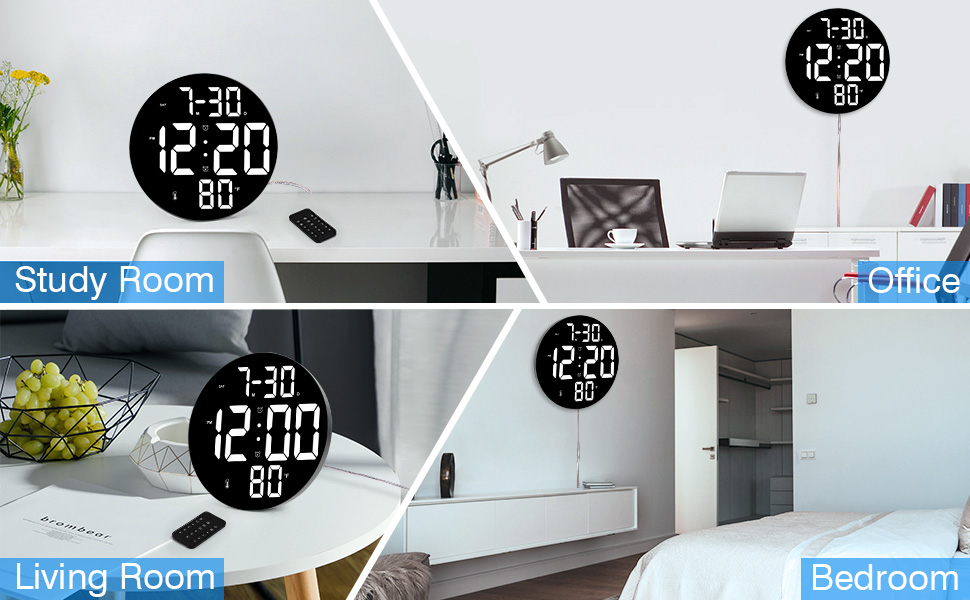Ceas led, 3 culori afisaj, cu alarma, data/ luna, termometru, Cablu USB, Telecomanda, Memorare timp, suport birou si perete, 2 Alarme, Carcasa Negru - Ceasuri decorative - atMag.ro