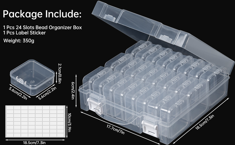 JIZIYRUO Clear Bead Organizer Box, 24Pcs Small Plastic Bead Storage Containers, Mini