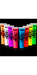 1 oz Neon Color Face Paints, 8 Packs