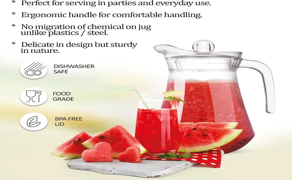 Transparent Water sering Jug water jug with Lid water jug glass