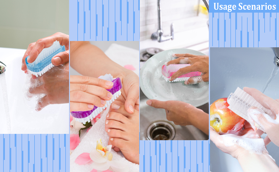 Die doppelseitigen Nagelbürsten sind ideal für die Reinigung von Nägeln, Küchen, Spülen oder zum Waschen von Früchten, etc.
