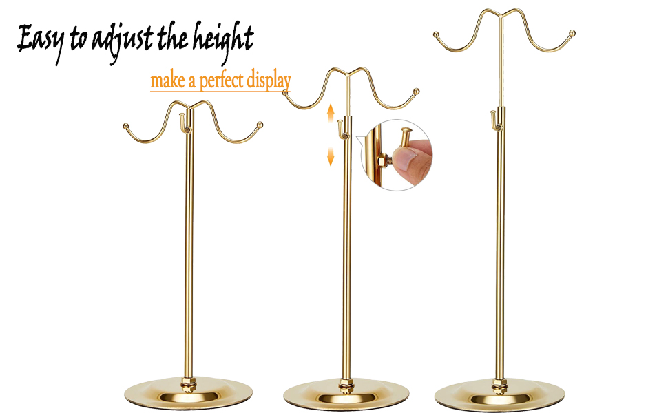 K KAIDIYIN Purse Display Stand Gold Stainless Steel Adjustable Double Hook Handbag