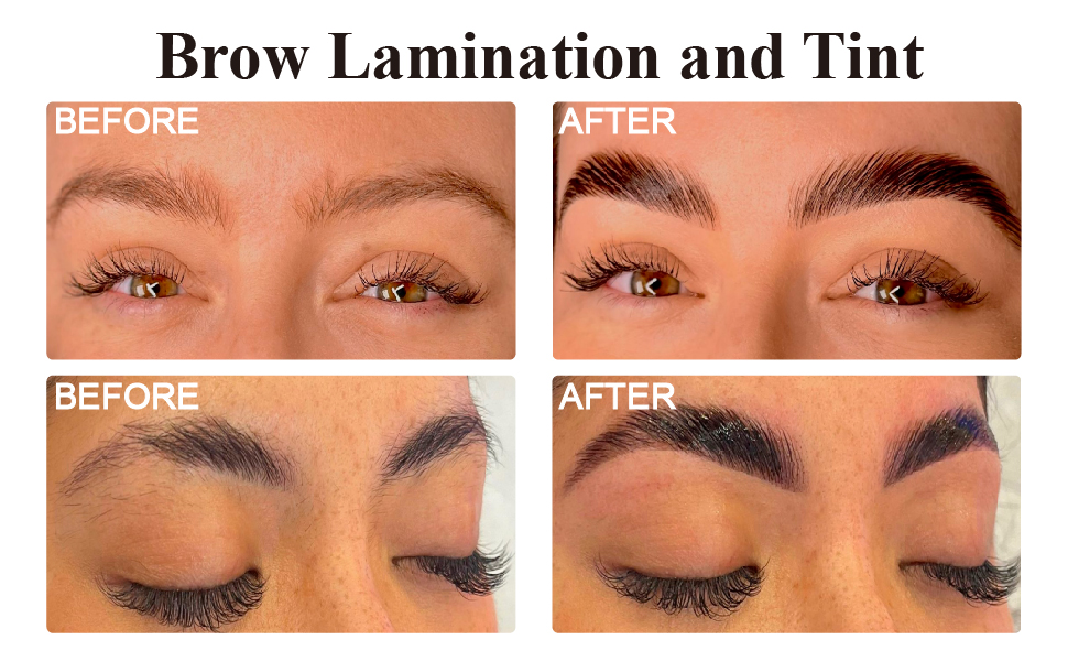 brow laminaion and tint before and after