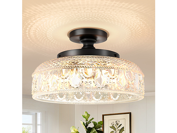 Lamomo 3-Bulb Semi Flush Mount Ceiling Light with Glass Globes