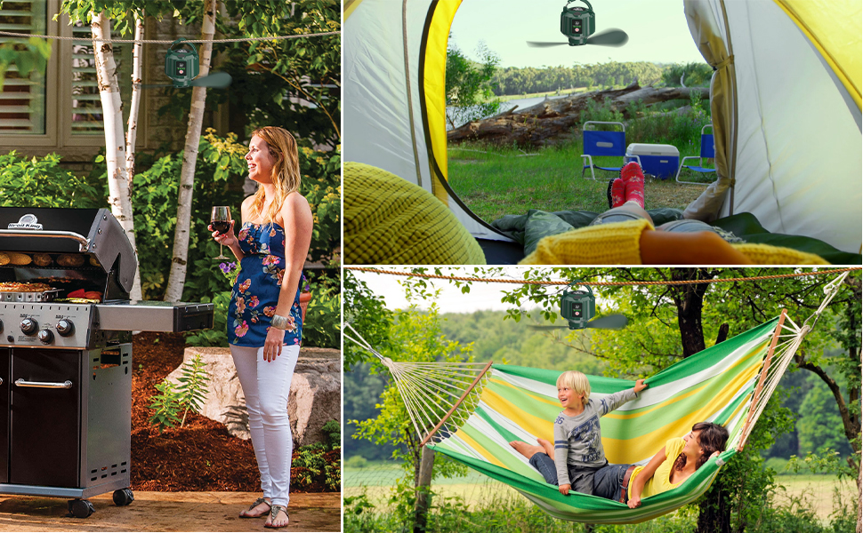 Qoosea 2 IN 1 Camping Fan Tent Fan with LED Light USB Fan Portable Fan