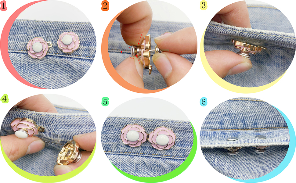 4 Sets Pant Waist Tightener, Detachable Jean Buttons for Loose Jeans, Adjustable