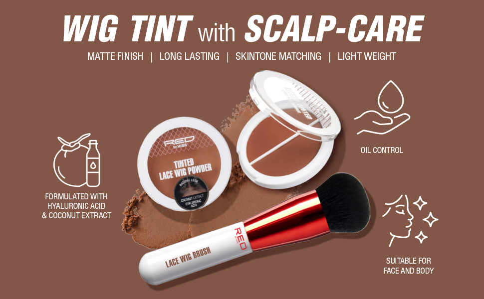 scalp care wig hair piece hyaluronic acid coconut extract skin tone weave blending brush face body